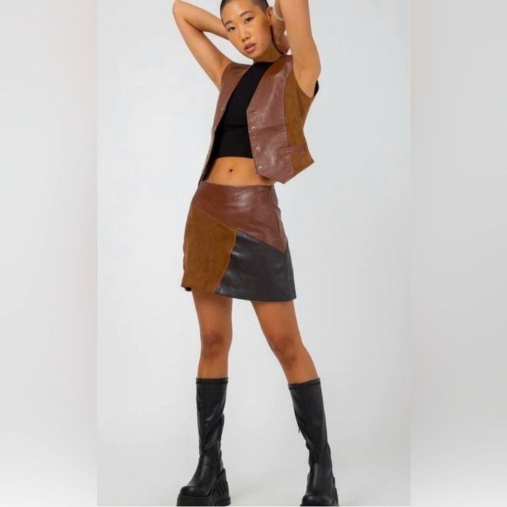 Curetty Mixed Leather Vest NWT